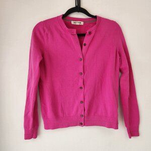 Boden Catriona Cotton Pink Cardigan Sweater Button Front Classic Women's S